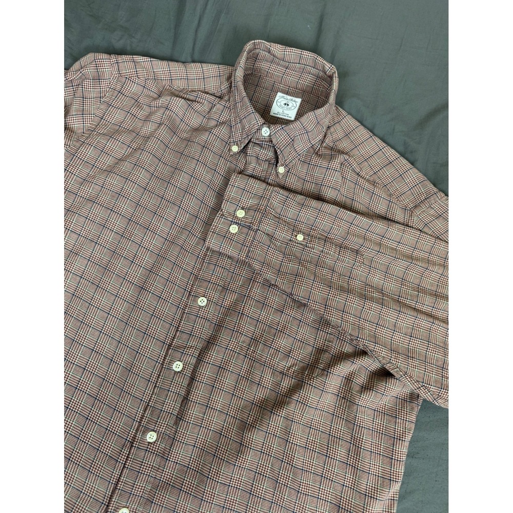 Vintage Brooks Brothers Sport Shirt Mens L Glen Plaid Button Down Hong Kong